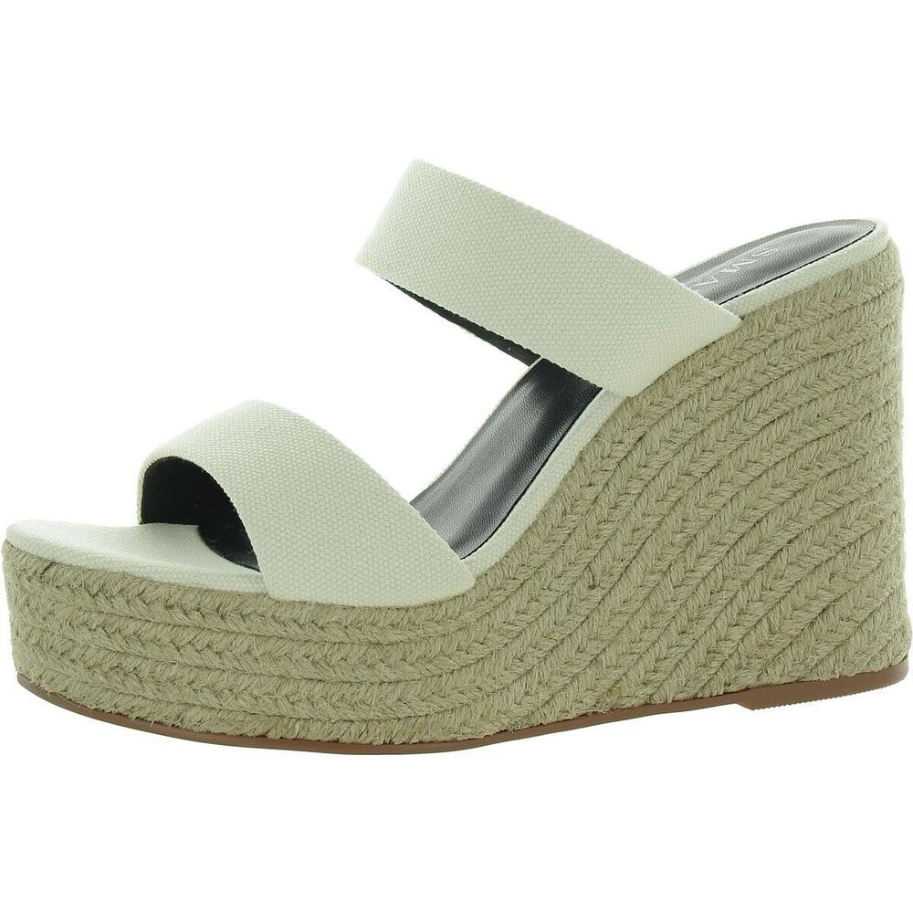 Smash Shoes Womens Luna Open Toe Two-Strap Wedge Sandals, White, 10